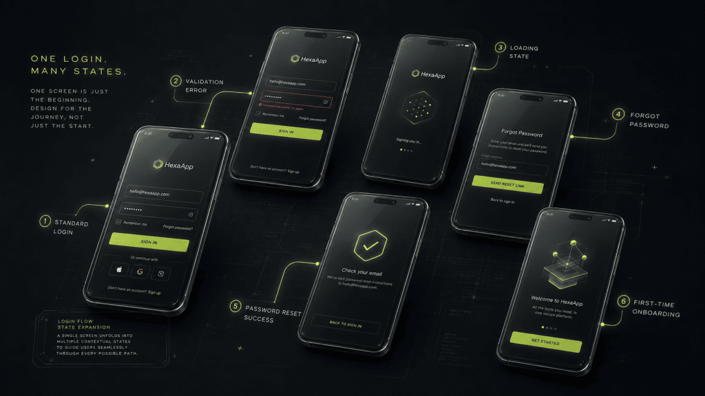 Screens of app project