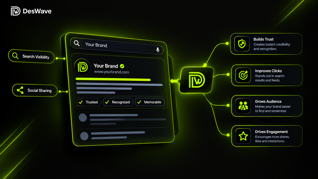 DesWave logo linked to Builds Trust, Improves Clicks, Grows Audience, Engagement